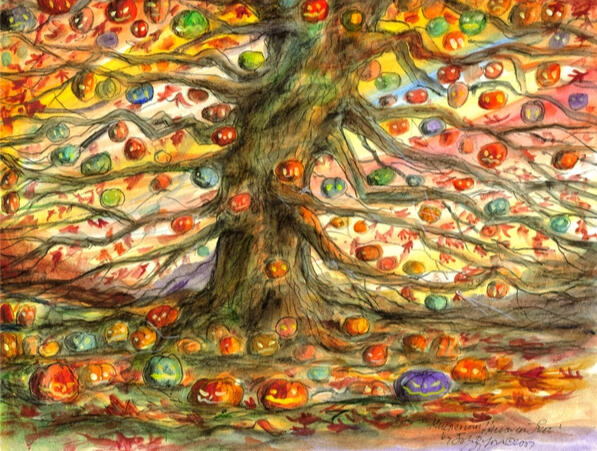 Multicolored Halloween Tree by John Randall York