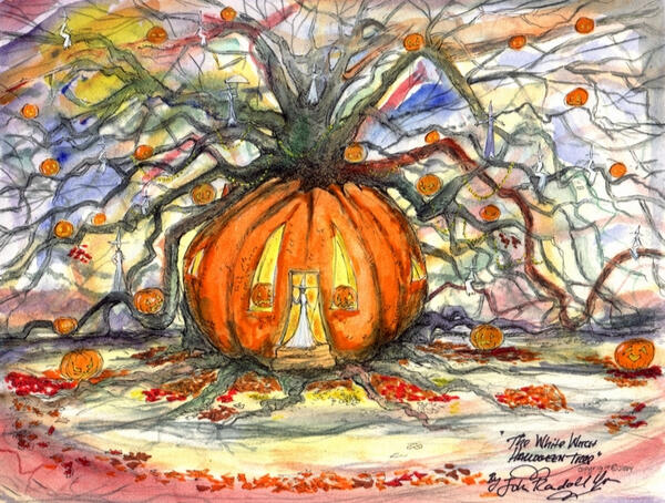 White Witch Halloween Tree by John Randall York